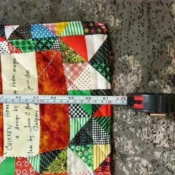 Handmade quilted chicken mosaic patchwork  table runner - Picture 7 of 8